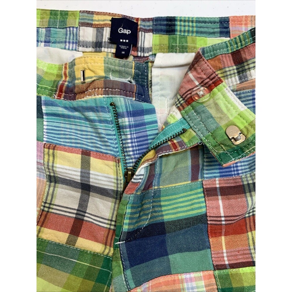 The Gap Madras Shorts Womens 14 Multicolor Patchwork Comfort Casual - Picture 7 of 8